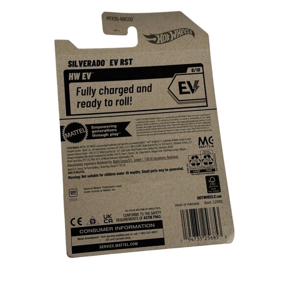 Hot Wheels 2024 Silverado EV RST HW EV 6/10 Gray Diecast New on Card - Picture 5 of 5